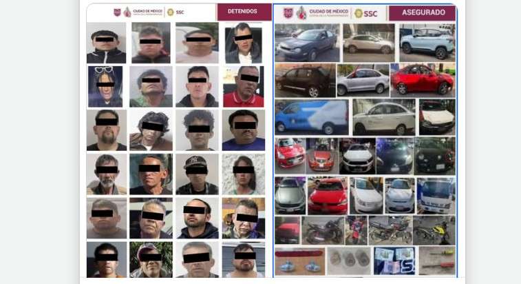 SSC avanza contra robo de vehículos y autopartes; suma 31 detenidos